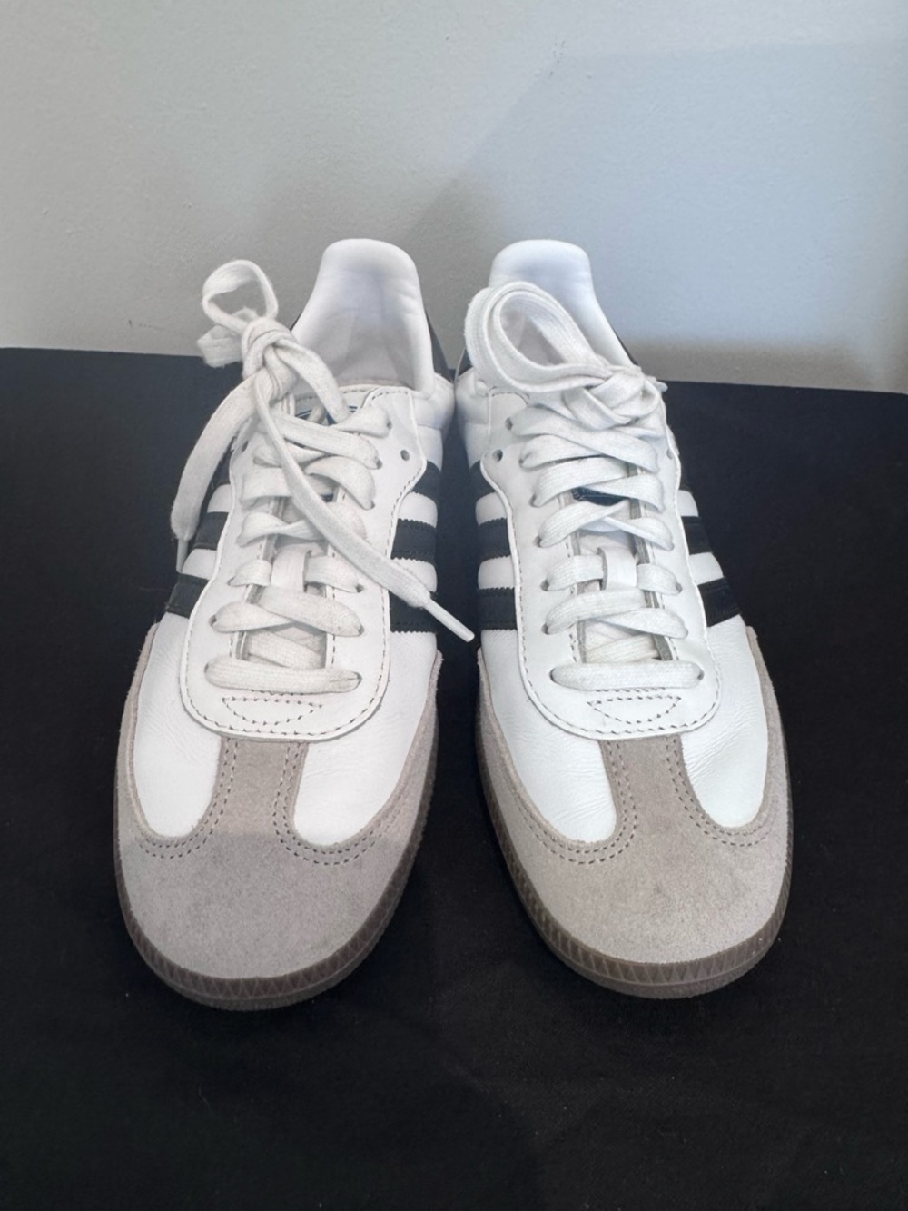 adidas Samba White with Black Stripes and Gray Suede - Picture 2 of 7